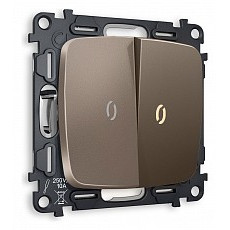 Выключатель проходной двухклавишный с подсветкой без рамки ambrella volt quant mo634030